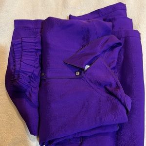 Rich purple PJs w/ chocolate trim Also available in gray with navy trim.